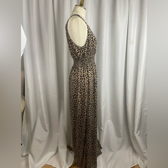 Suzy Shier Leopard V-Neck Maxi Dress - Stretchy, Size Large - Picture 3 of 9